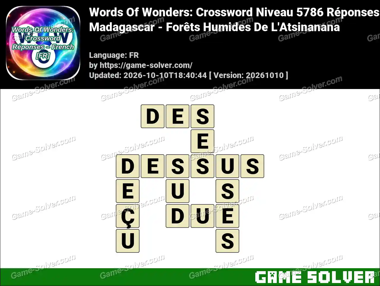 Words Of Wonders: Crossword Niveau 5786 Réponses – Madagascar – Forêts Humides De L’Atsinanana
